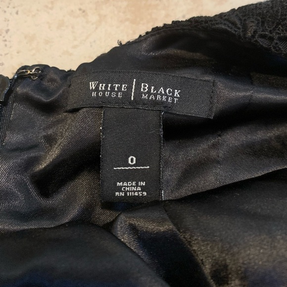White House Black Market Black Lace & Taffeta Fit and Flare Dress - Size 0 - Picture 4 of 7